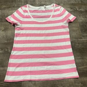 Merona Pink & White Striped Short Sleeve Shirt Size XXL